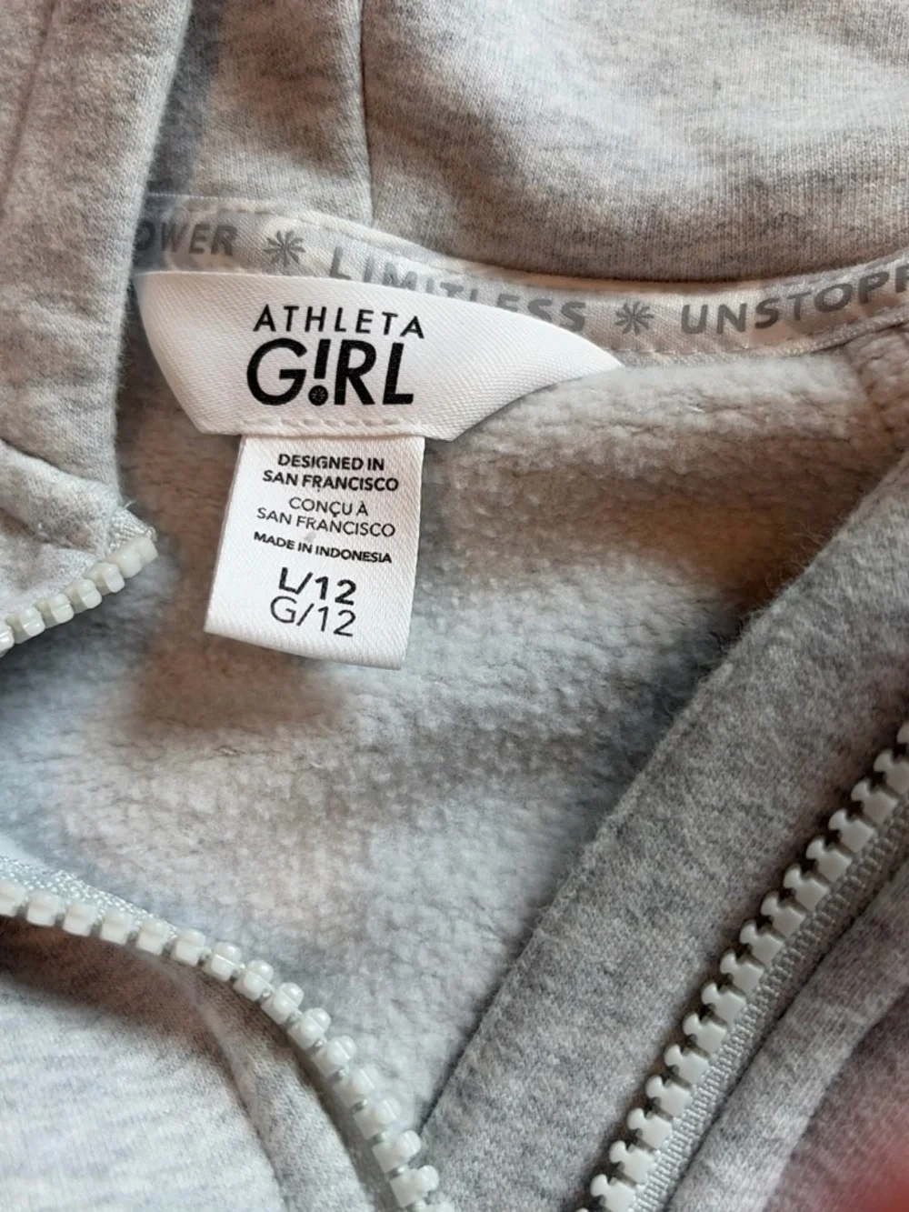 Athleta Youth Cropped Half-Zip Hoodie in White